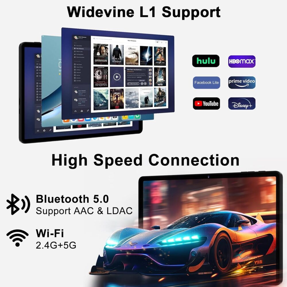 Android 14 Tablet 11 Inch Tablets, 24GB RAM 256GB ROM(1TB Expand), Octa-Core Tablets with 8000 mAh Battery, 5G WiFi, Bluetooth 5.0, Android Tablet 5MP+13MP Dual Camera, IPS Touch Screen, GPS Tab-Black - Image 6