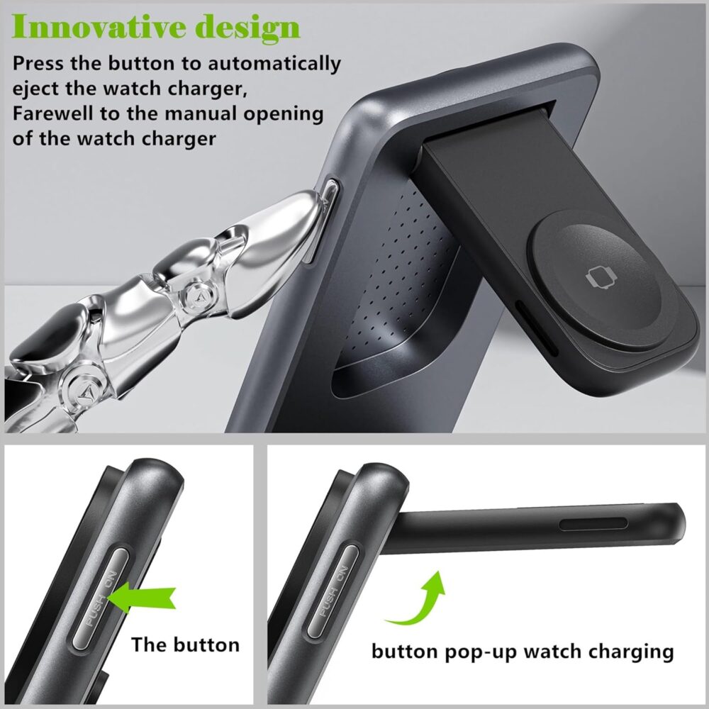 2025 Magntic Wireless Charging Station for iPhone,3 in 1 Wireless Charger Stand Travel Foldable Mag-Safe Charger for iPhone 16/15/14/13/12 Series,Apple Watch 2-10 Series/Ultral/SE,AirPods Pro/2/3/4 - Image 4