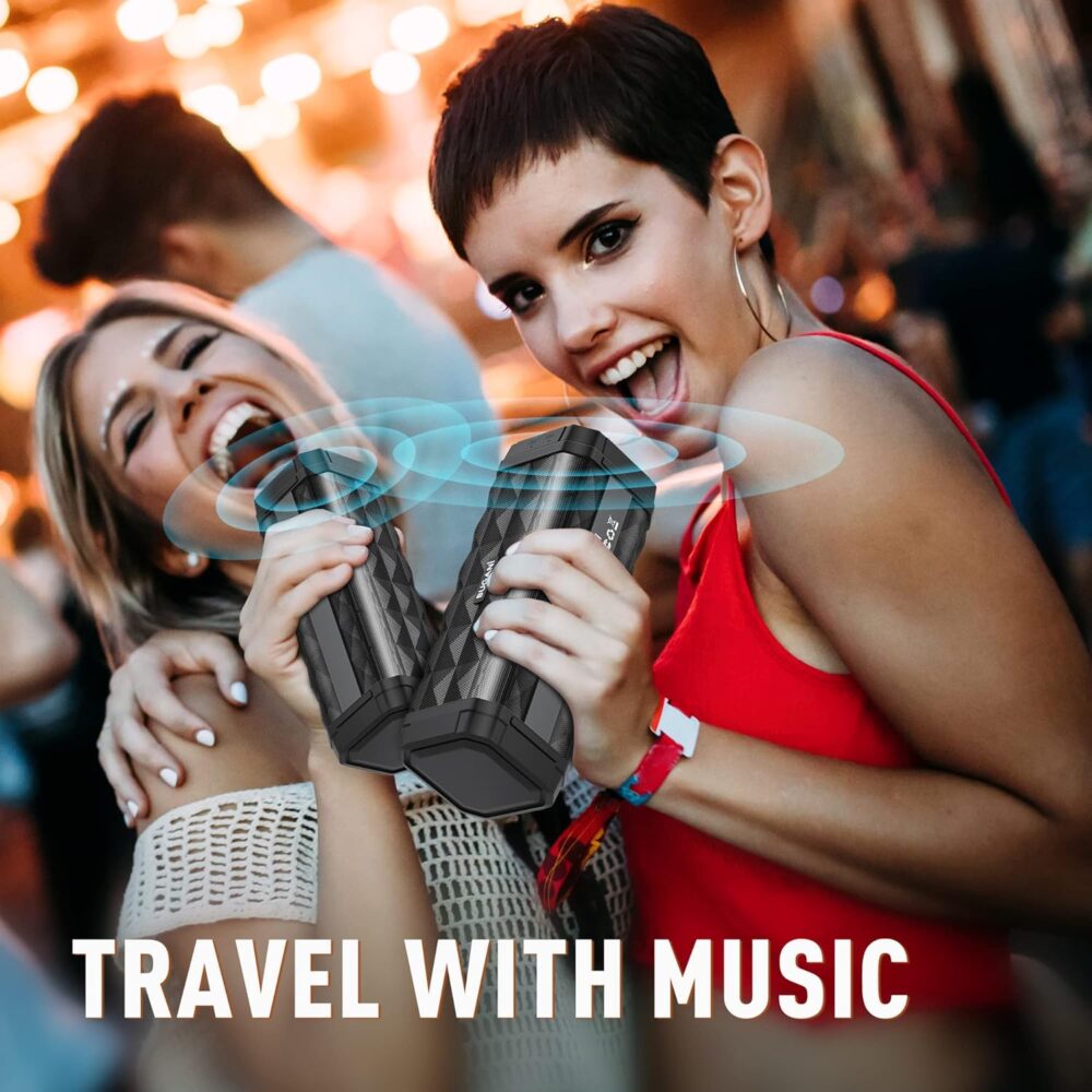BUGANI Bluetooth Speakers, Portable True Wireless Speakers, TWS Pairing with Loud Stereo Sound,IPX5 Waterproof Built-in Mic, 24H Play Type-C,Suitable for Outdoor Speakers at Travel/Party, 2 Packs - Image 4
