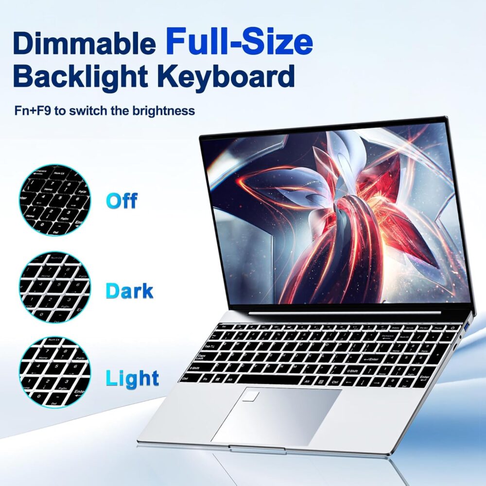 2025 Latest 15.6'' Laptop Windows 11, 1TB SSD 32GB Dual-Channel RAM, Intel Quad-Core Processor(Max 2.9GHz), 1080P IPS FHD Display, Backlit Keyboard, Fingerprint, Webcam, Mini-HDMI, WiFi5, BT - Image 4