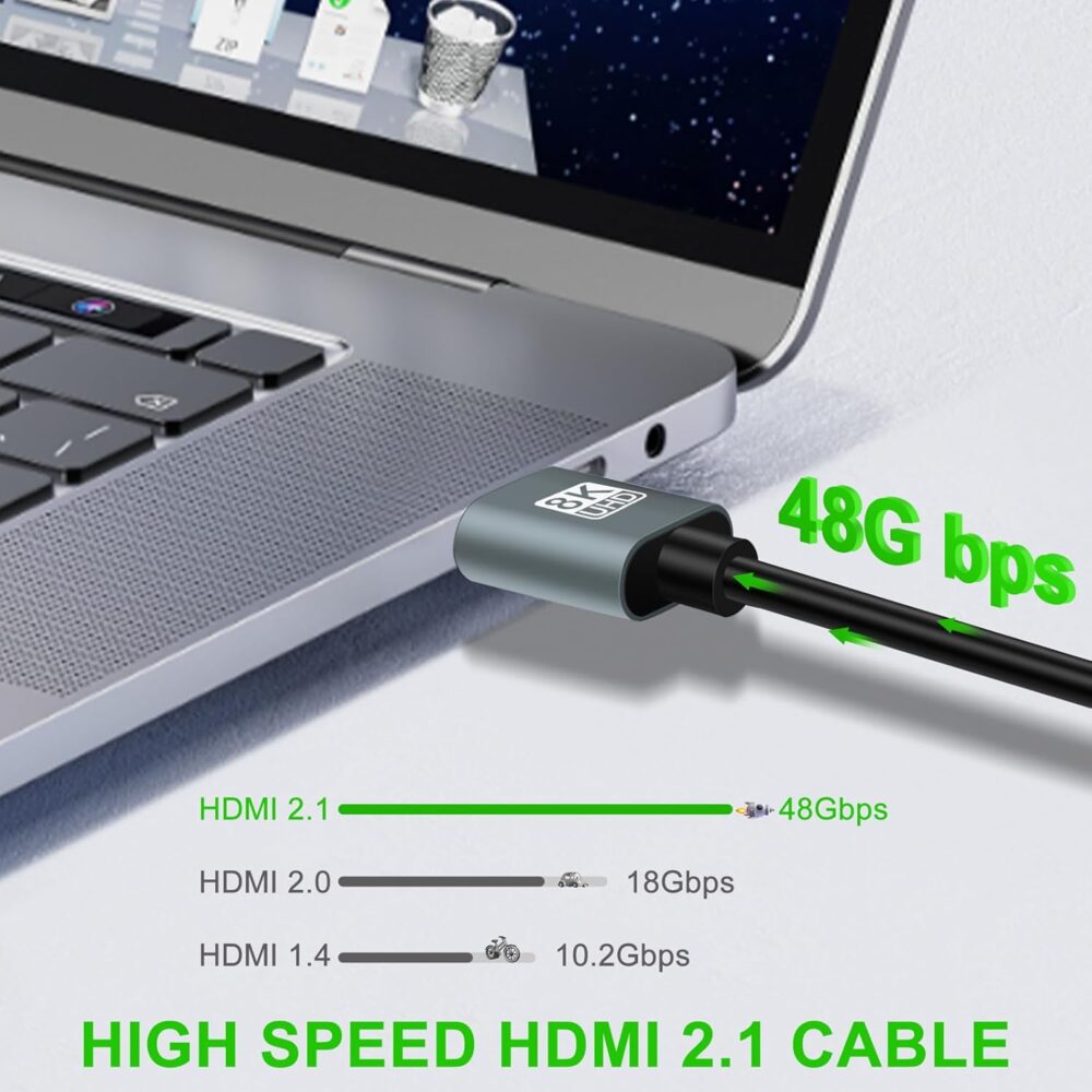 Ultra Thin 8K 4K HDMI Cables 15FT 2 Pack, Slim & Flexible Soft High Speed HDMI 2.1 Cord Support 4K@120Hz 8K@60Hz48Gbps Compatible with Roku TV/HDTV/PS5/Blu-ray - Image 5