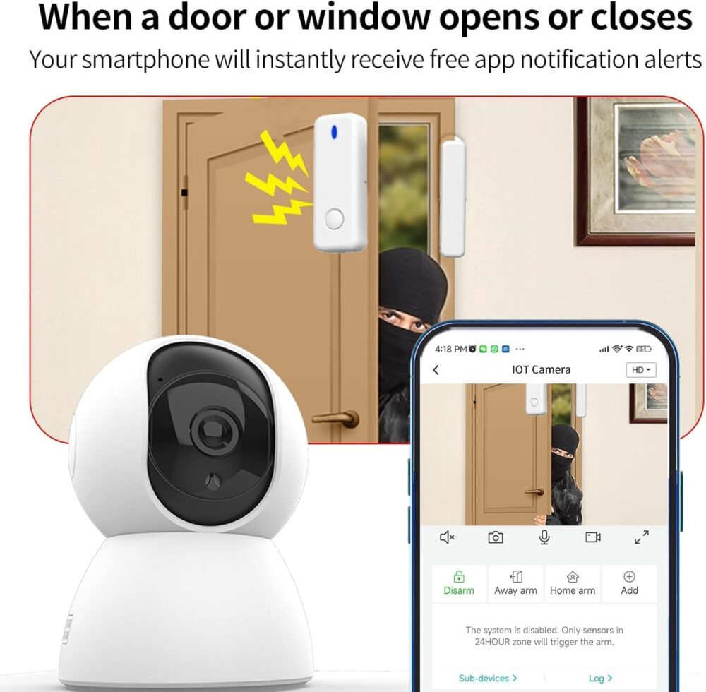Smart Alarm Wireless Indoor Security Camera, Home Security Alarm System, APP Remote Control Door/Window Sensor, Pet Baby Elder Alarm System Camera Monitor for Apartment,Office,House,Villa - Image 3