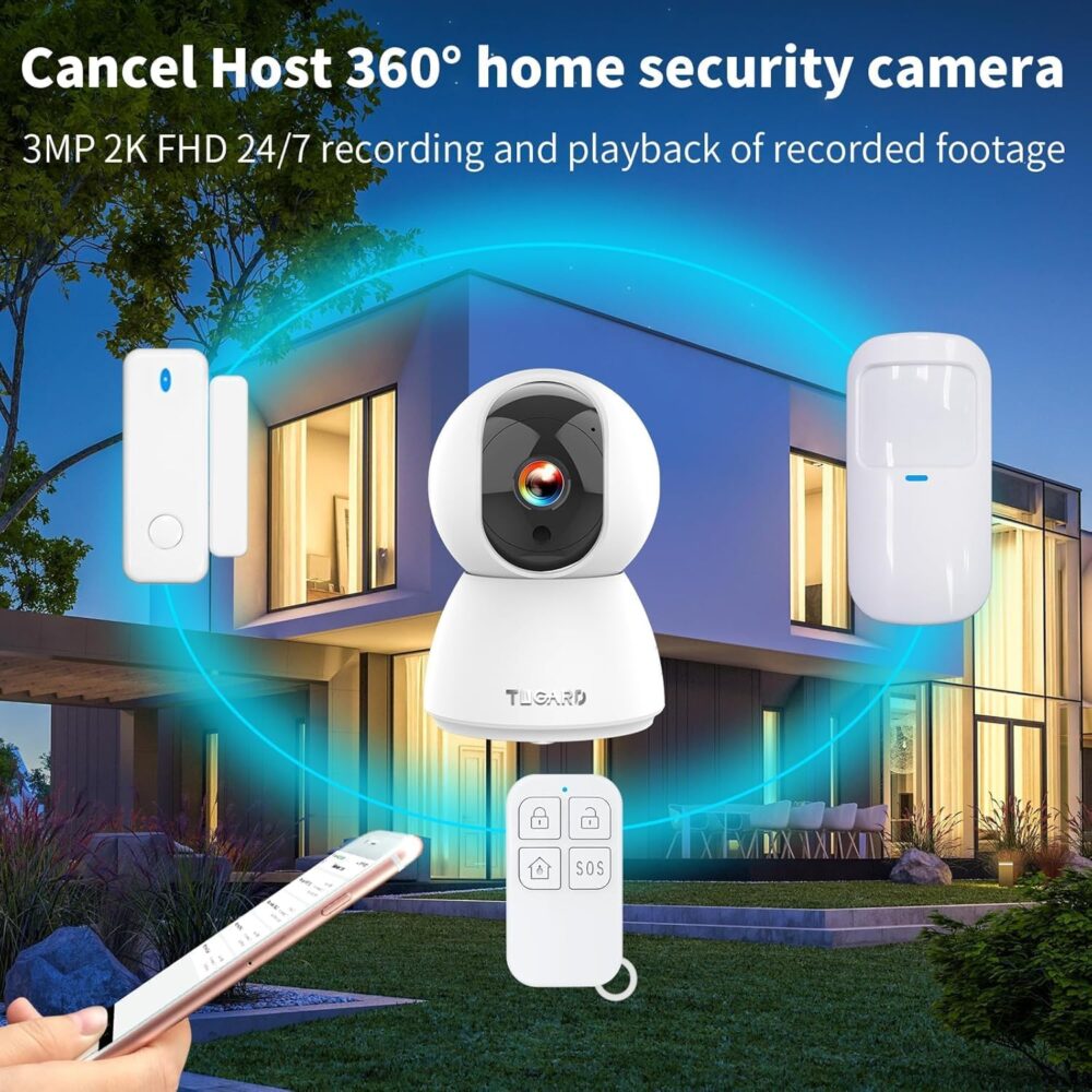 Smart Alarm Wireless Indoor Security Camera, Home Security Alarm System, APP Remote Control Door/Window Sensor, Pet Baby Elder Alarm System Camera Monitor for Apartment,Office,House,Villa - Image 9