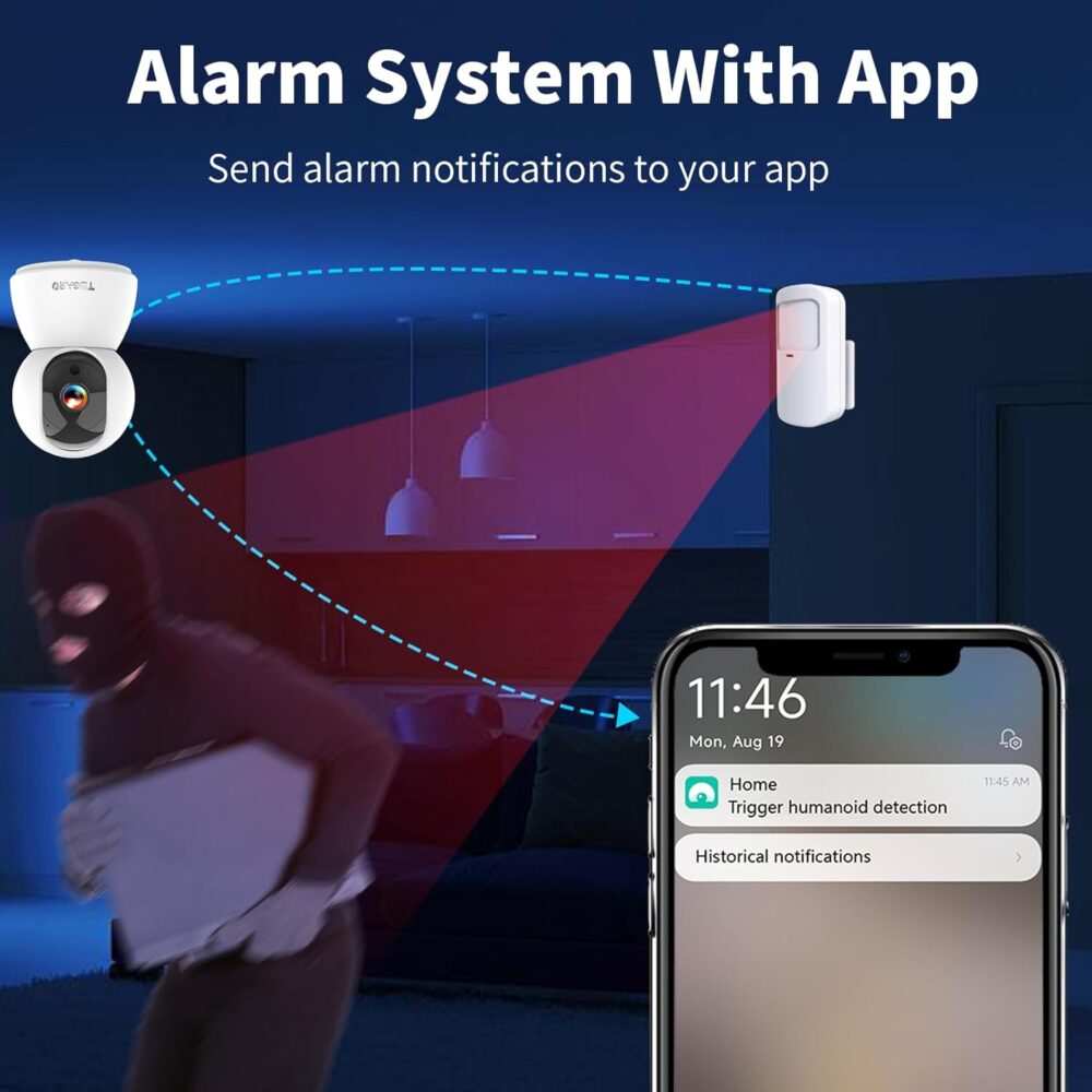 Smart Alarm Wireless Indoor Security Camera, Home Security Alarm System, APP Remote Control Door/Window Sensor, Pet Baby Elder Alarm System Camera Monitor for Apartment,Office,House,Villa - Image 10