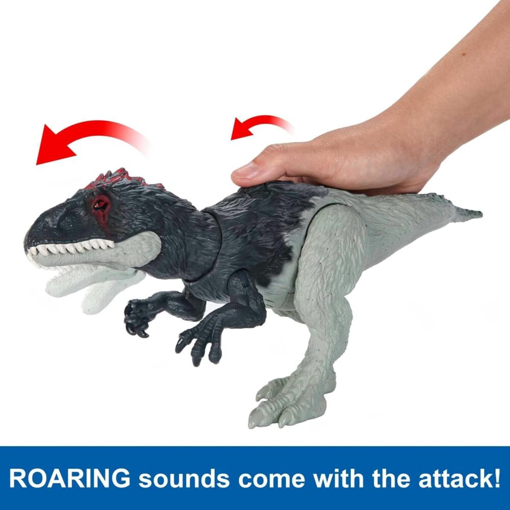 Mattel Jurassic World Wild Roar Dinosaur Toy with Sound & Attack Move, Eocarcharia Posable Action Figure Includes Digital Play, 11 inches Long - Image 5