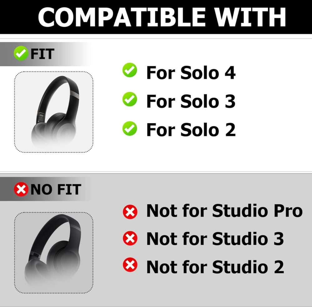 Silicone Sweat Earpad Covers for Beats Solo 4, Solo 3 Headphones, Shockproof and Drop-Resistant, Sweat-Proof and Dirt-Resistant (Black) - Image 3