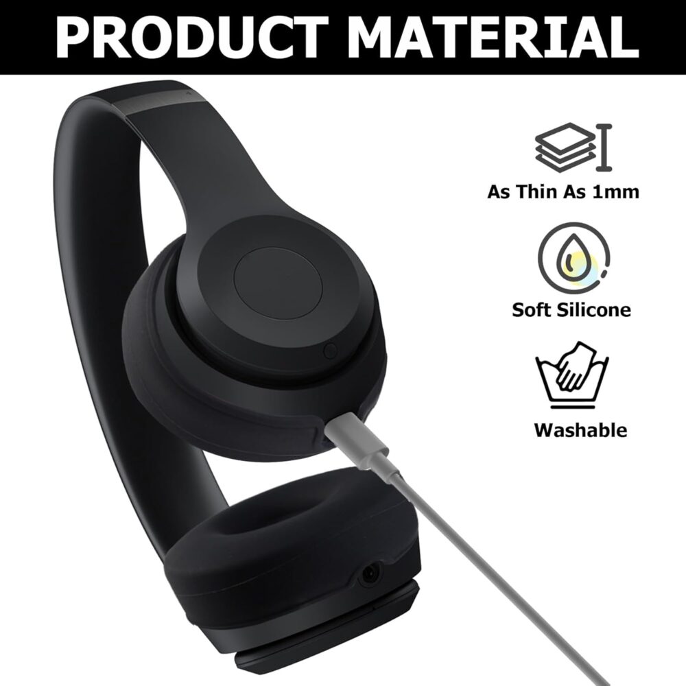Silicone Sweat Earpad Covers for Beats Solo 4, Solo 3 Headphones, Shockproof and Drop-Resistant, Sweat-Proof and Dirt-Resistant (Black) - Image 4