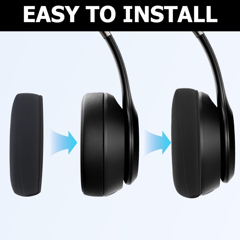 Silicone Sweat Earpad Covers for Beats Solo 4, Solo 3 Headphones, Shockproof and Drop-Resistant, Sweat-Proof and Dirt-Resistant (Black) - Image 6