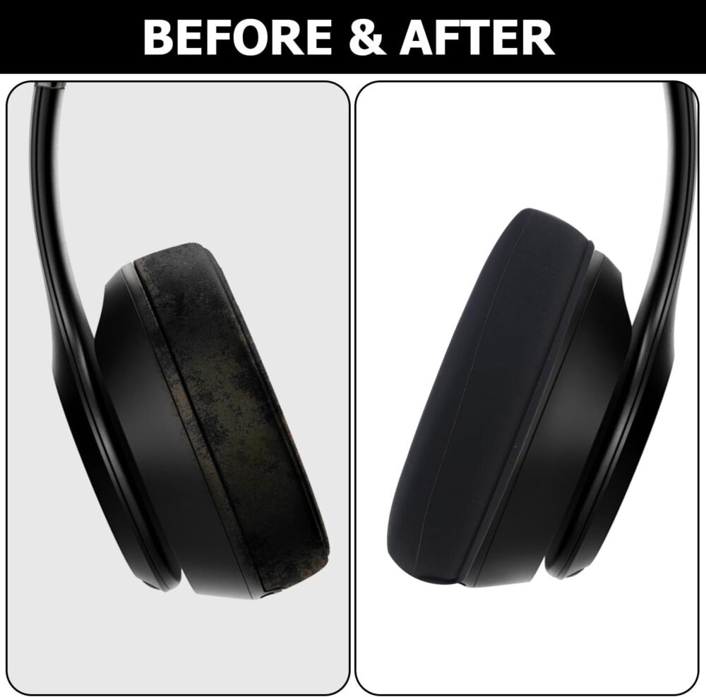 Silicone Sweat Earpad Covers for Beats Solo 4, Solo 3 Headphones, Shockproof and Drop-Resistant, Sweat-Proof and Dirt-Resistant (Black) - Image 7
