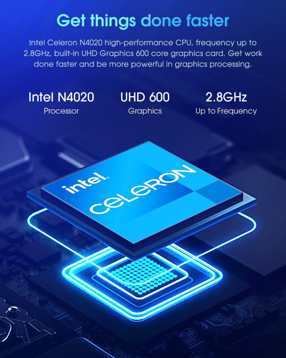 CHUWI HeroBook Pro 14.1'' Laptop, 256GB SSD 8GB RAM, Windows 11 Laptop, 1TB SSD Expand, Intel Celeron N4020(up to 2.8GHz), 2K FHD IPS Display, Ultra Slim, Mini-HDMI, 5G WiFi, USB3.0, Webcam,TF Card - Image 3