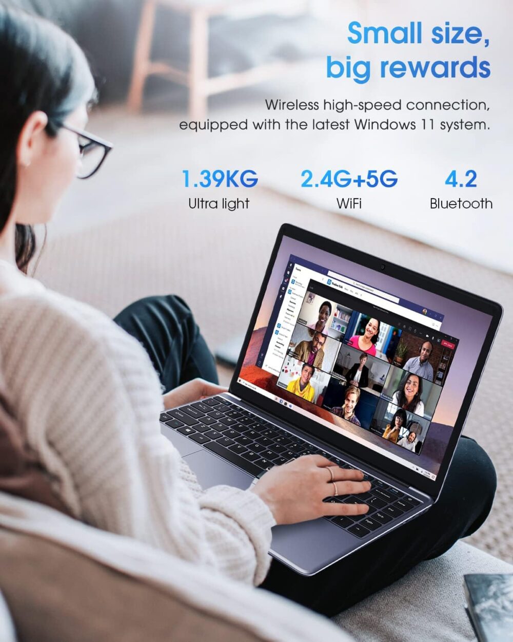 CHUWI HeroBook Pro 14.1'' Laptop, 256GB SSD 8GB RAM, Windows 11 Laptop, 1TB SSD Expand, Intel Celeron N4020(up to 2.8GHz), 2K FHD IPS Display, Ultra Slim, Mini-HDMI, 5G WiFi, USB3.0, Webcam,TF Card - Image 7