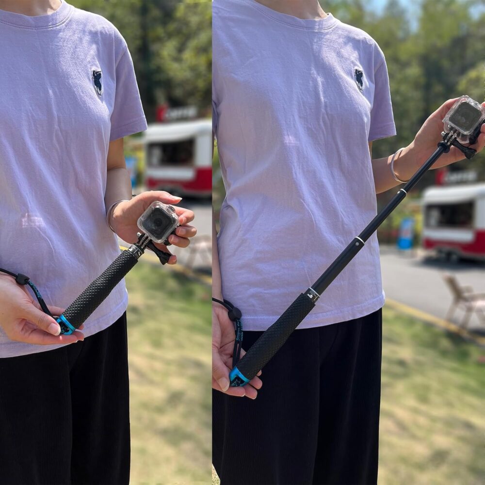 19” Short Extension Selfie Stick Compact Handle Grip Adjustable Waterproof Monopod Pole Compatible with GoPro Hero 13 12 11 10 9 8 7 6 5 AKASO DJI Osmo Action Camera(Mini Size) - Image 7