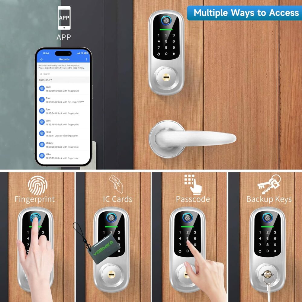 Smart Locks for Front Door, Fingerprint Keyless Entry, App Control Biometric Door Lock Set, Electronic Digital Touchscreen Keypad Deadbolt, Easy Install, Auto Lock, Satin Nickel - Image 4