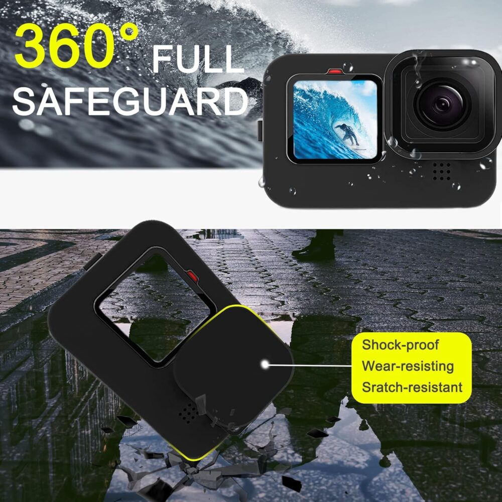 Accessories Kit for Go Pro Hero 12/Hero 11/Hero 10/Hero 9 Black,2-Pack(6pcs) Screen Protector Silicone Sleeve Protective Case with Lens Cover Cap Lanyard for Hero 12/11/10/9 Black Action Camera - Image 4