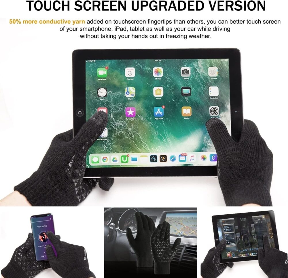 TRENDOUX Winter Gloves for Men Women - Upgraded Touch Screen Cold Weather Thermal Warm Knit Glove for Running Driving Hiking - Image 3