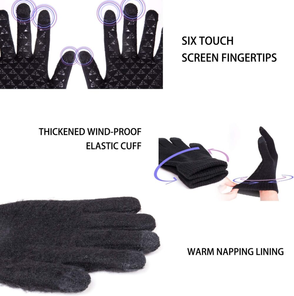 TRENDOUX Winter Gloves for Men Women - Upgraded Touch Screen Cold Weather Thermal Warm Knit Glove for Running Driving Hiking - Image 4