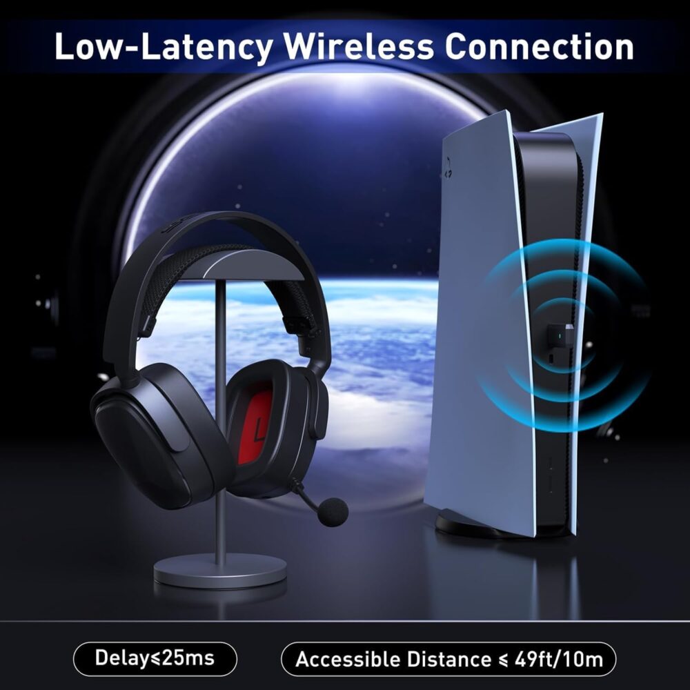 SENZER X100 Wireless Gaming Headset with Mic for PC PS4 PS5 Nintendo Switch Wired for Xbox One, Bluetooth, 40+ Hrs Stereo Sound, Comfortable Gaming Headphones, Customized Side Plates - Image 3