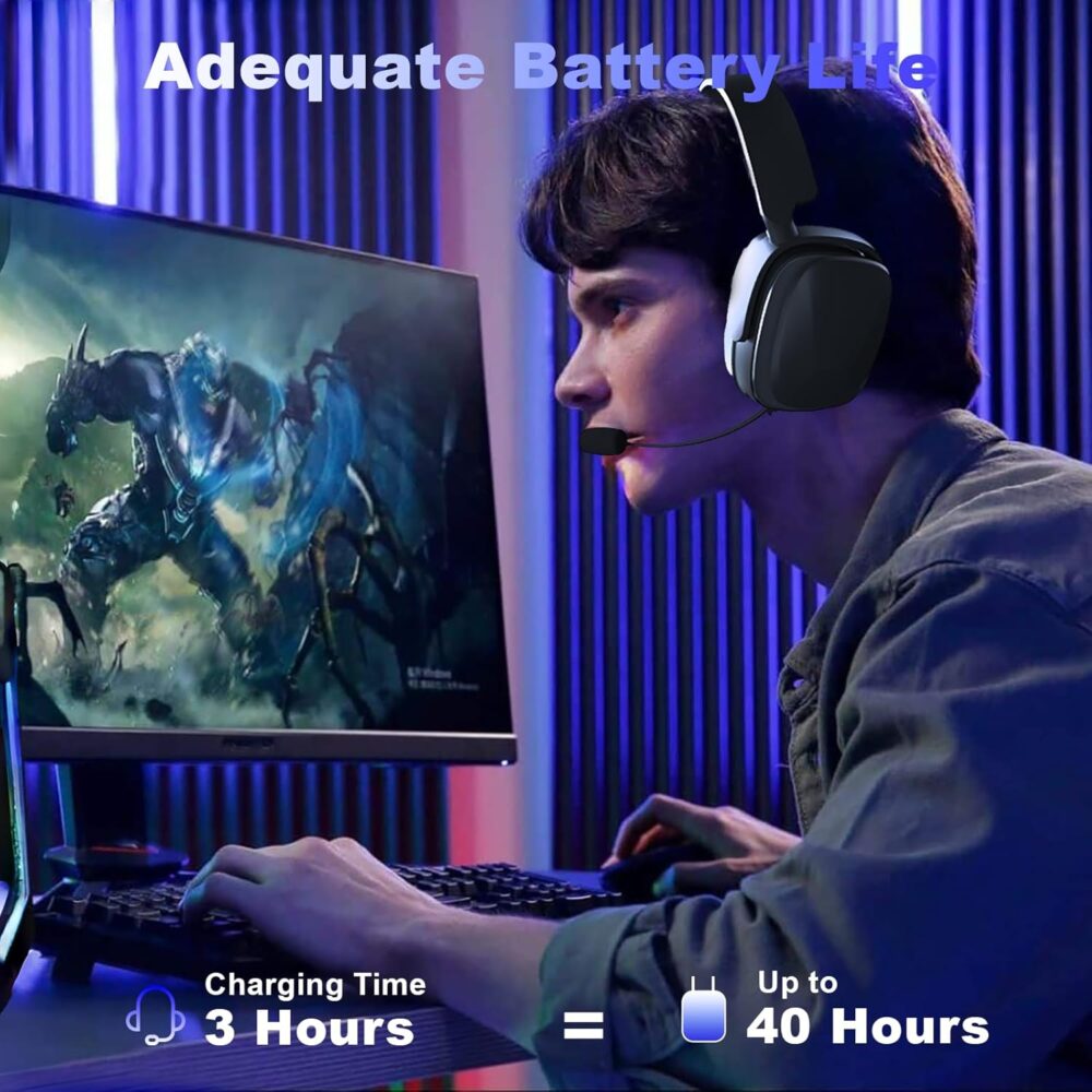 SENZER X100 Wireless Gaming Headset with Mic for PC PS4 PS5 Nintendo Switch Wired for Xbox One, Bluetooth, 40+ Hrs Stereo Sound, Comfortable Gaming Headphones, Customized Side Plates - Image 9
