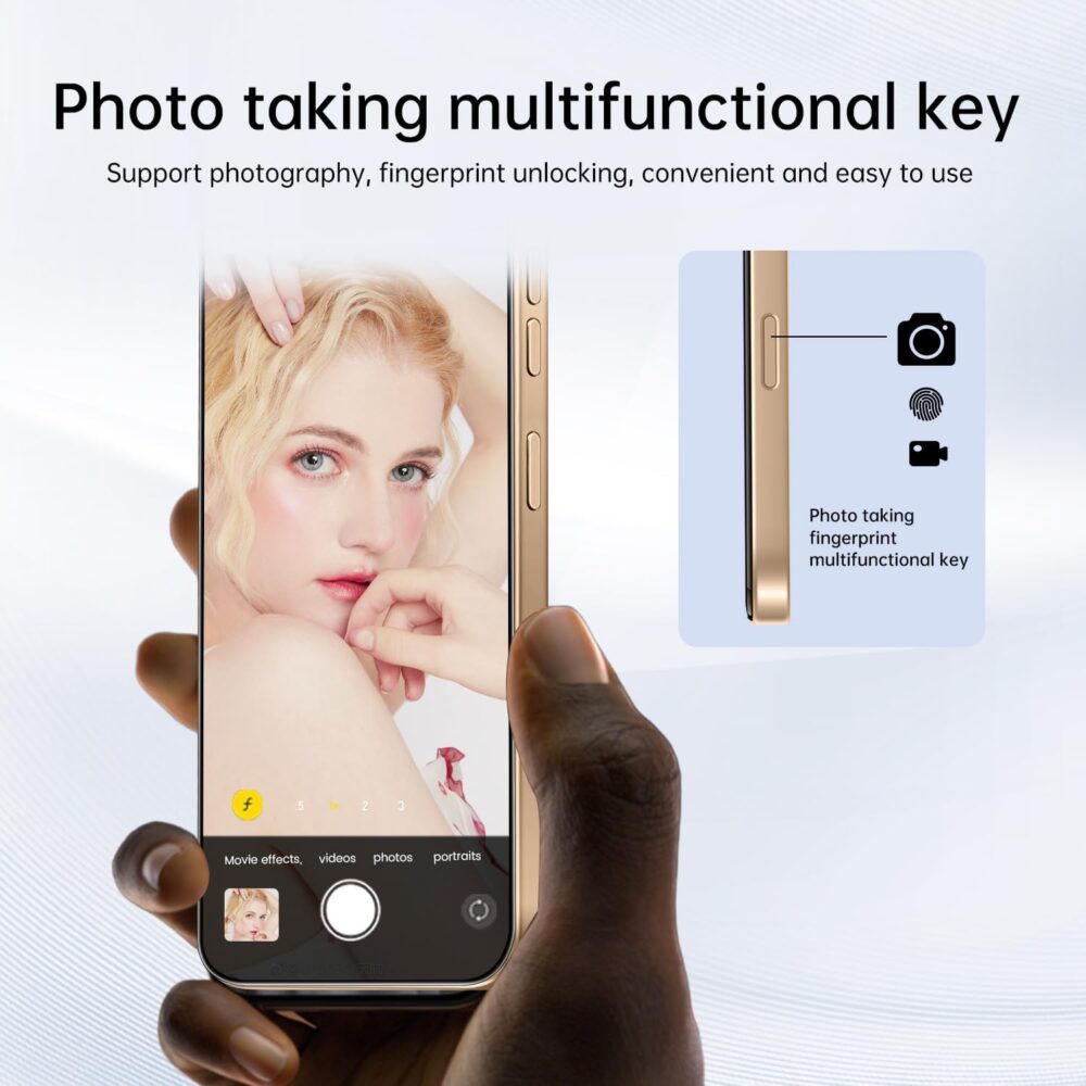 I16 PROMAX Unlocked Phone,6.99" HD Screen The Phone,8+256GB with 128GB Memory Card Cell Phone, Android 13.0,108MP & 68 Camera,Photo Shortcut button/5G/Face ID/Fingerprint Lock (Gold) - Image 3