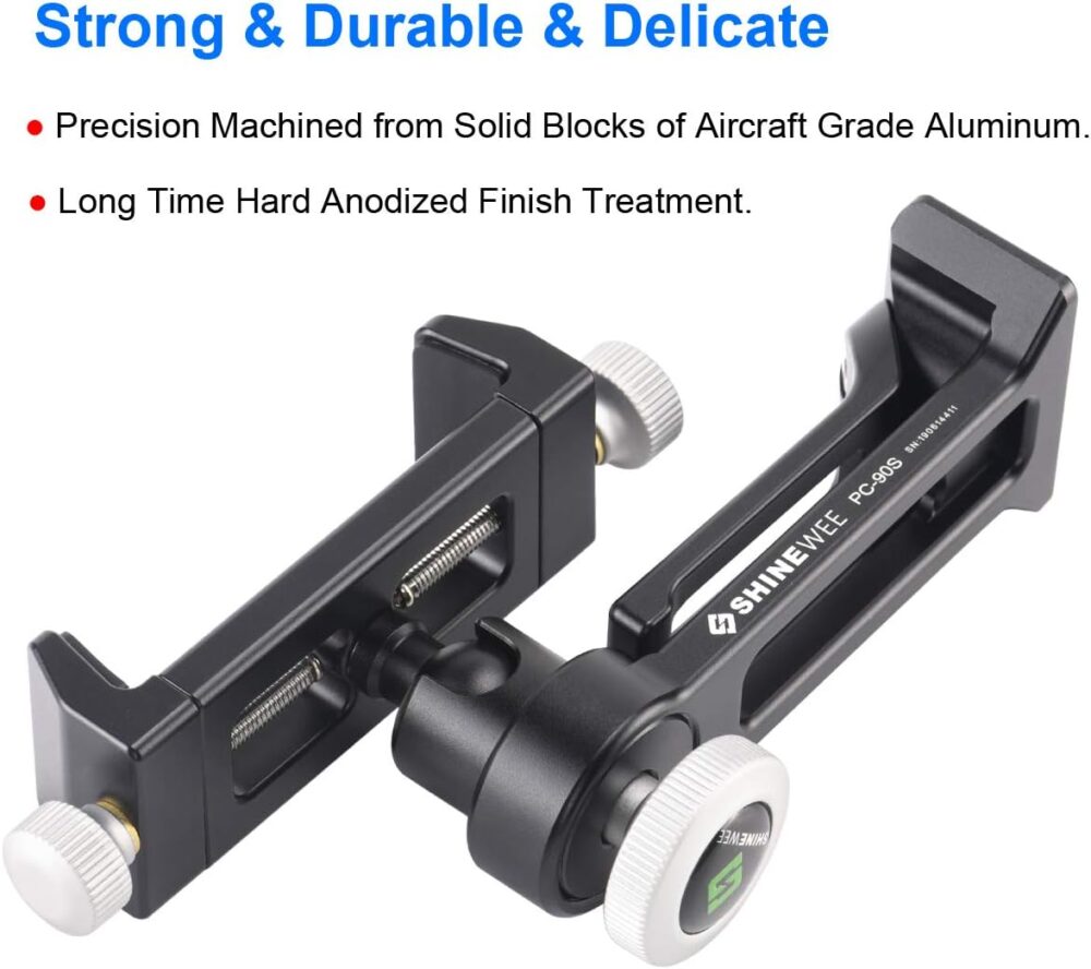 Metal Phone Tripod Mount Adapter, Arca Dovetail and 1/4" Screw Mount,Adjustable Vertical and Horizontal Dock for Samsung Galaxy, iPhone, and Other Smartphones Holder - Image 3