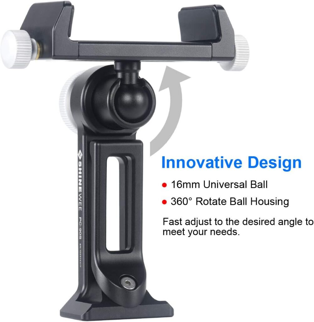 Metal Phone Tripod Mount Adapter, Arca Dovetail and 1/4" Screw Mount,Adjustable Vertical and Horizontal Dock for Samsung Galaxy, iPhone, and Other Smartphones Holder - Image 6