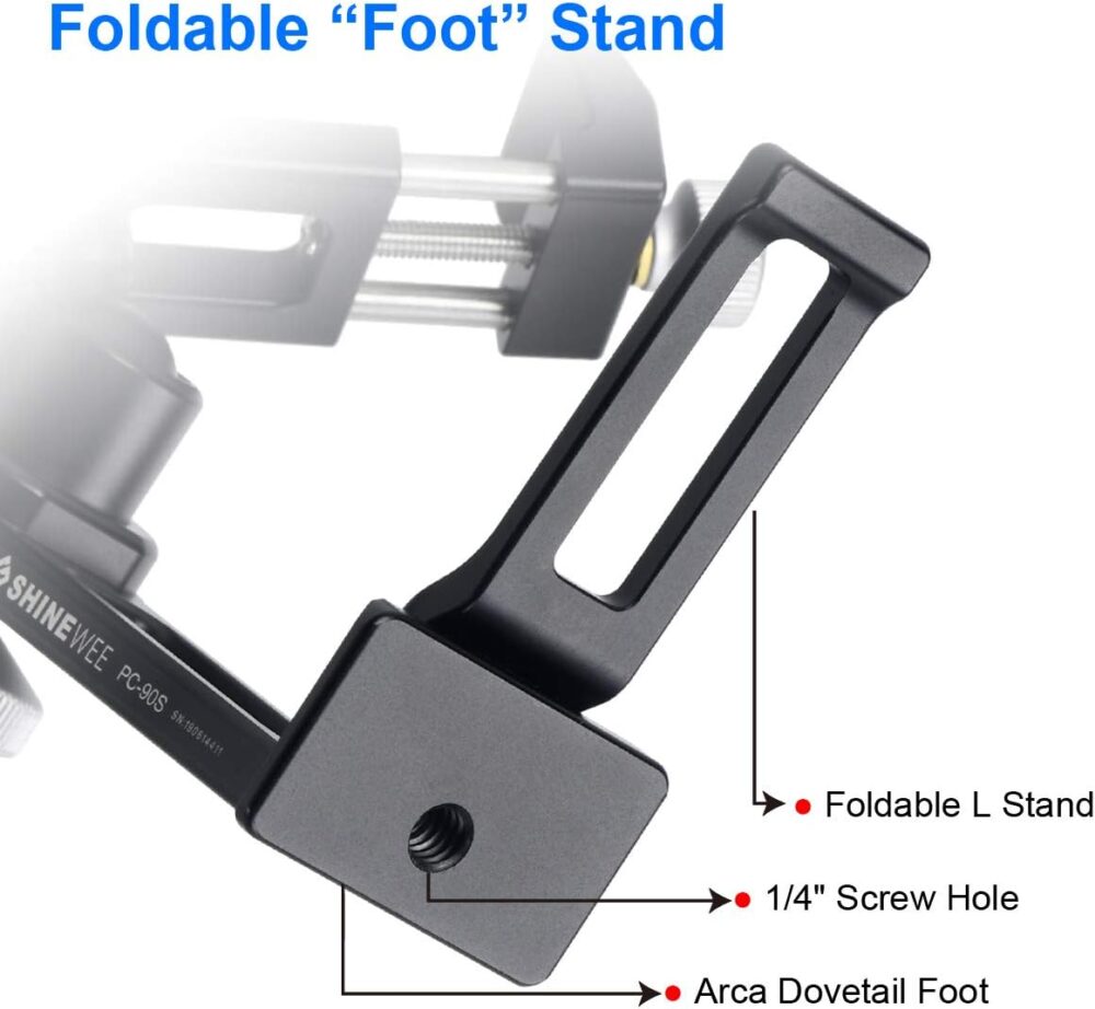 Metal Phone Tripod Mount Adapter, Arca Dovetail and 1/4" Screw Mount,Adjustable Vertical and Horizontal Dock for Samsung Galaxy, iPhone, and Other Smartphones Holder - Image 8