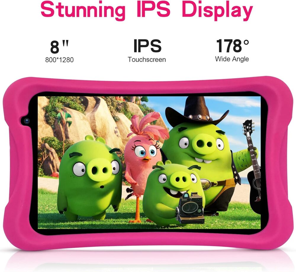 PRITOM 8 inch Kids Tablet, Quad Core Android Tablet, 64GB, WiFi, Bluetooth, Dual Camera, Educationl, Games,Parental Control, Kids Software with Kids-Tablet Case(Pink) - Image 7