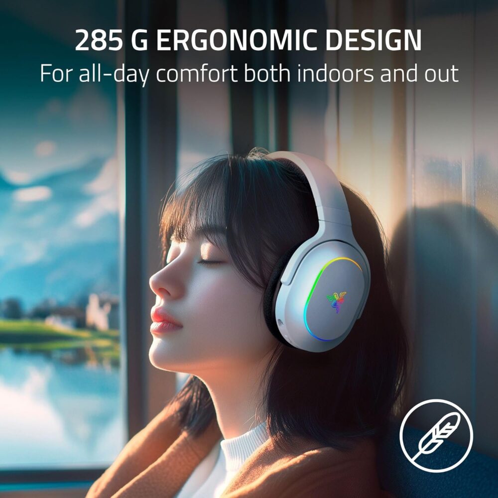 Razer Barracuda X Chroma Wireless Gaming Headset: 2.4GHz Wireless & Bluetooth - Lightweight - Chroma RGB - 40mm Drivers - Cardioid Mic - 70 Hr Battery - for PC, Mac, PS5, Switch, Smartphone - White - Image 4