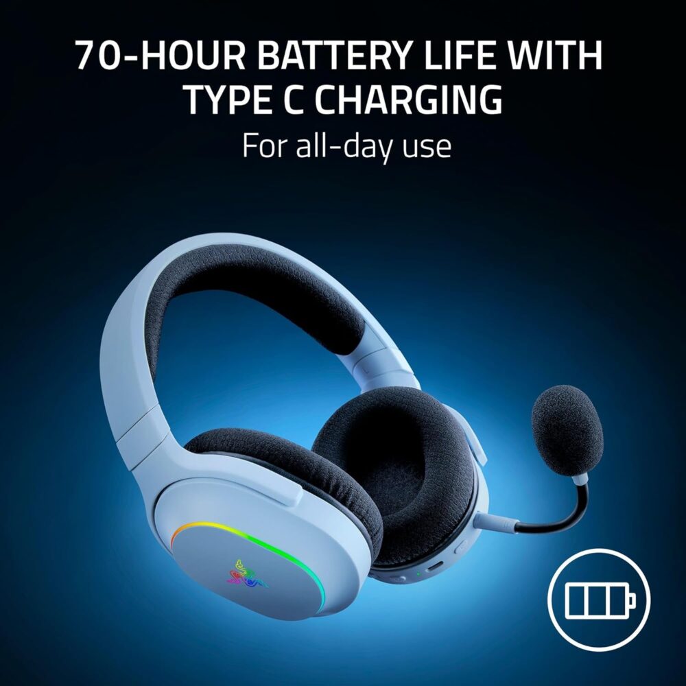 Razer Barracuda X Chroma Wireless Gaming Headset: 2.4GHz Wireless & Bluetooth - Lightweight - Chroma RGB - 40mm Drivers - Cardioid Mic - 70 Hr Battery - for PC, Mac, PS5, Switch, Smartphone - White - Image 8