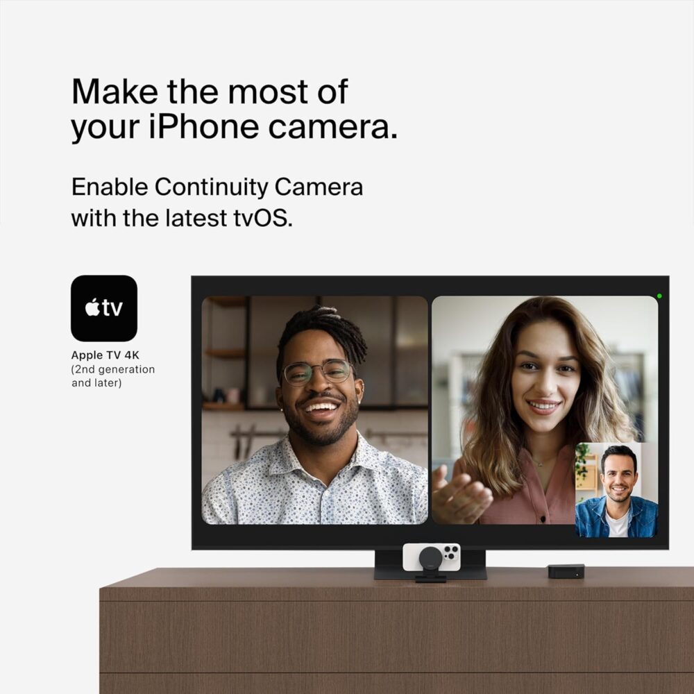 Belkin iPhone Mount with MagSafe for Apple TV 4K - MacBook Continuity Support w/tvOS - Turn iPhone to Webcam, Compatible with MacBook Pro, Air, iPhone 15, 14, 13 & More - Gray - Image 3