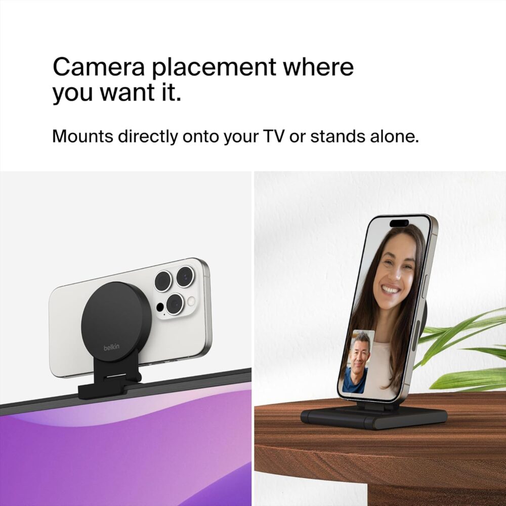 Belkin iPhone Mount with MagSafe for Apple TV 4K - MacBook Continuity Support w/tvOS - Turn iPhone to Webcam, Compatible with MacBook Pro, Air, iPhone 15, 14, 13 & More - Gray - Image 5