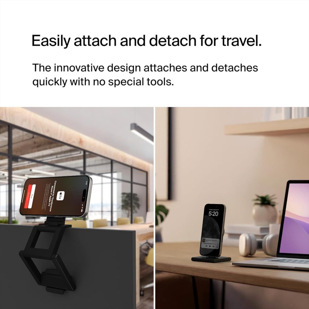 Belkin iPhone Mount with MagSafe for Apple TV 4K - MacBook Continuity Support w/tvOS - Turn iPhone to Webcam, Compatible with MacBook Pro, Air, iPhone 15, 14, 13 & More - Gray - Image 7
