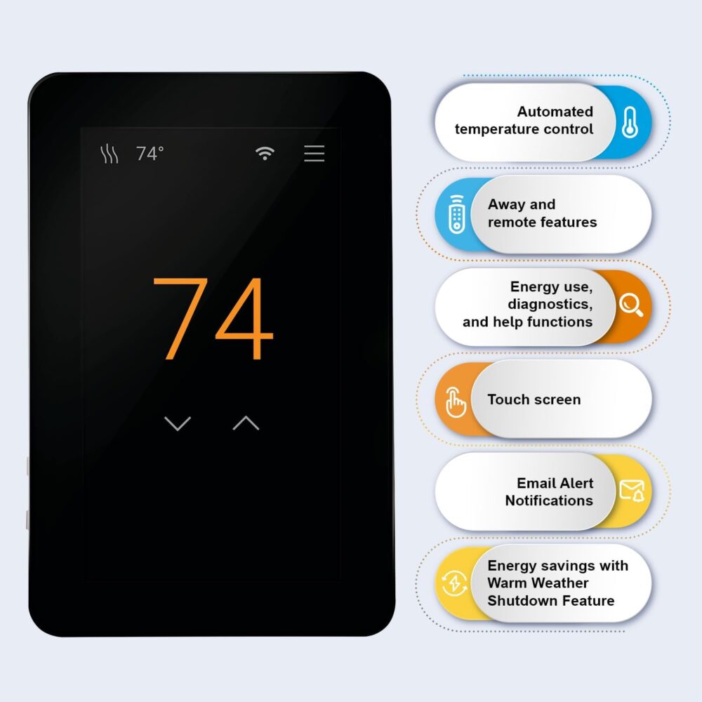 SunTouch SunStat CommandPlus Touchscreen Programmable Smart Wi-Fi Thermostat for Electric Floor Heating Systems, 4.3" Screen, Floor and Air Sensing Control, Energy Monitoring, Remote Access - Image 4
