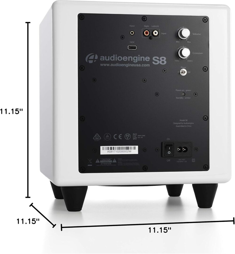 Audioengine S8 Powered Subwoofer Speaker - 250W 8-inch Home Woofer with Built-in Amplifier and Dual Audio Inputs for Home Audio - Image 7