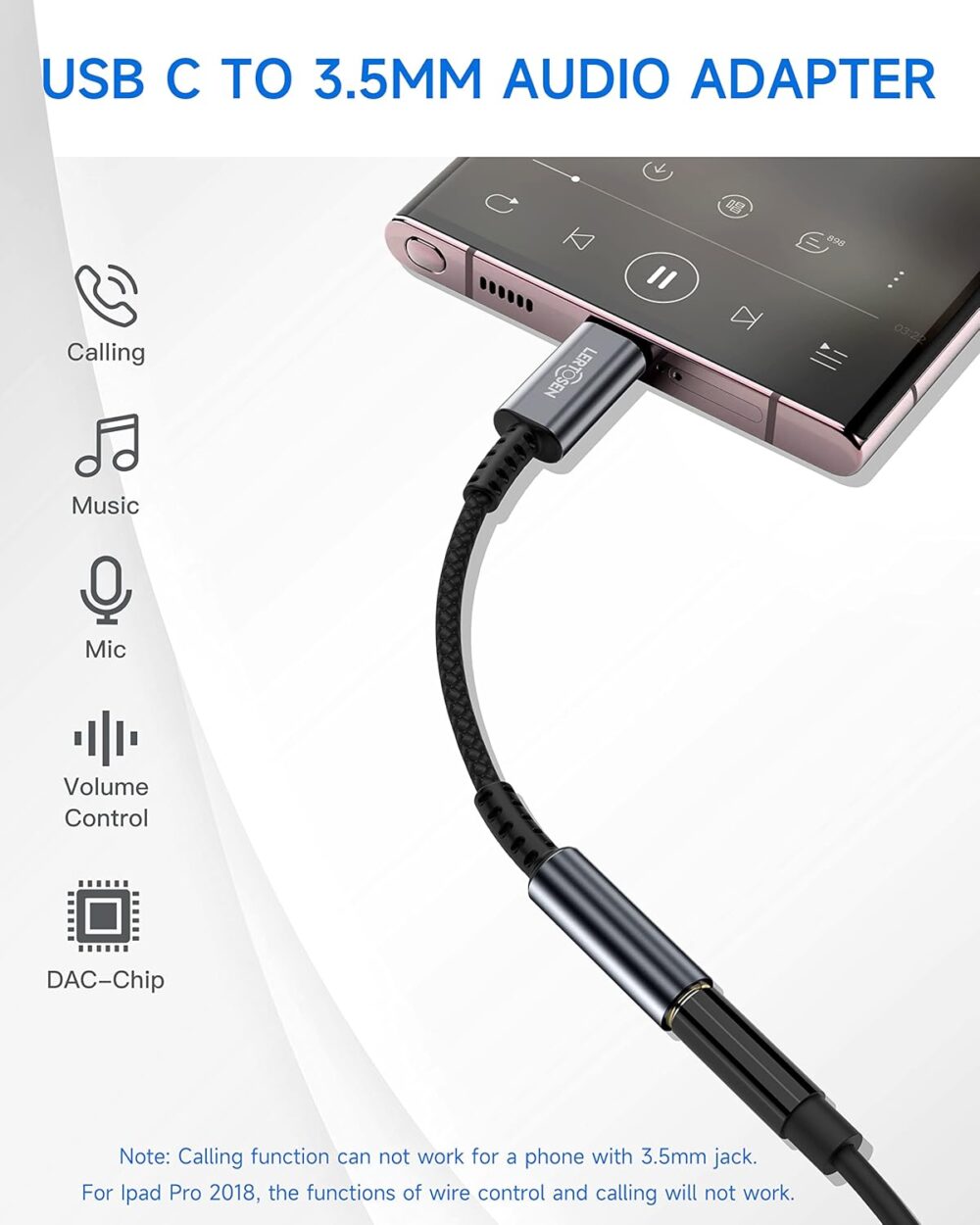 USB C to 3.5mm Headphone Jack Adapter – HiFi Audio Dongle, Type C to Aux Female Cable Cord Compatible with iPhone 16/15 Pro Max, Samsung S25/S24/S23, iPad Pro, Pixel, MacBook - Image 3