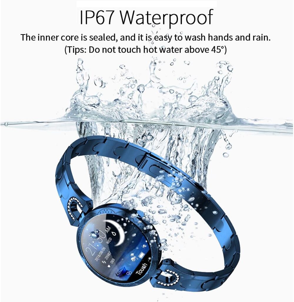 Smartwatch for Women Compatible for iPhone Samsung Android iOS Phones. Smart Bracelet with Female Menstrual Cycle Heart Rate Blood Pressure Remote Photography Waterproof Pedometer (Blue) - Image 3