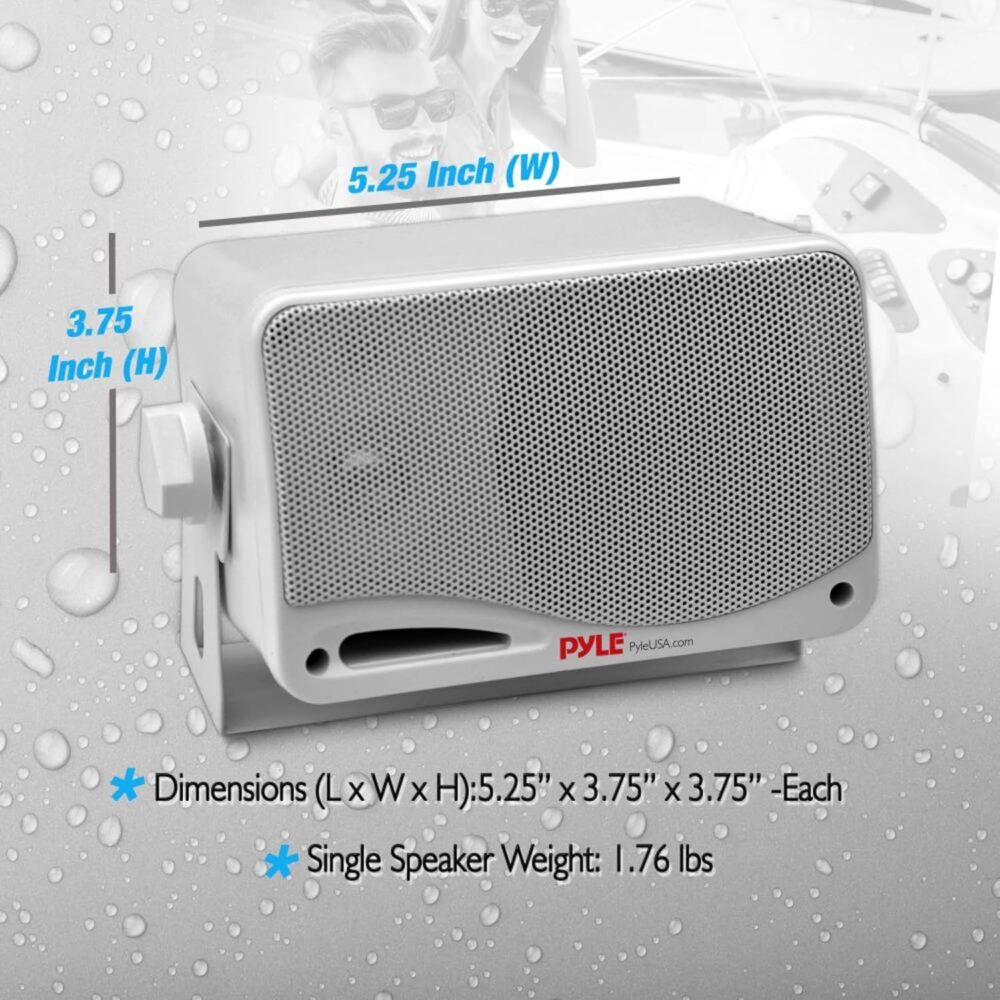 Pyle Outdoor Waterproof Wireless Bluetooth Speaker - 3.5 Inch Pair 3-way Active Passive Weatherproof Wall, Ceiling Mount Dual Speakers System w/ Heavy Duty Grill, Patio, Indoor Use -PDWR42WBT (White) - Image 8