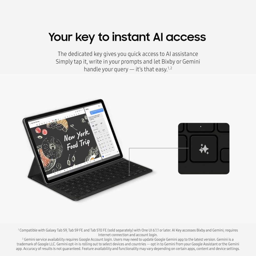 Samsung Galaxy Tab S9 | S9 FE | S10 FE, FE Book Cover Keyboard Slim - AI Key for Galaxy Tab S10 FE, Detachable Platform, PC-Like Experience, Wireless Keyboard Sharing - Image 3