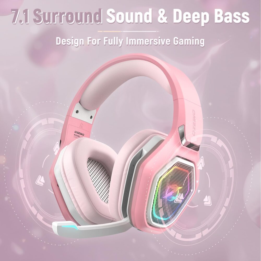 2.4GHz Gaming Headset Wireless with Flip Mic for Ps5, Ps4, PC, Gaming Headphones with USB-A & USB-C Transmitter, 40Hr Battery Bluetooth Headset for Laptop, Mobile, Mac - Image 4