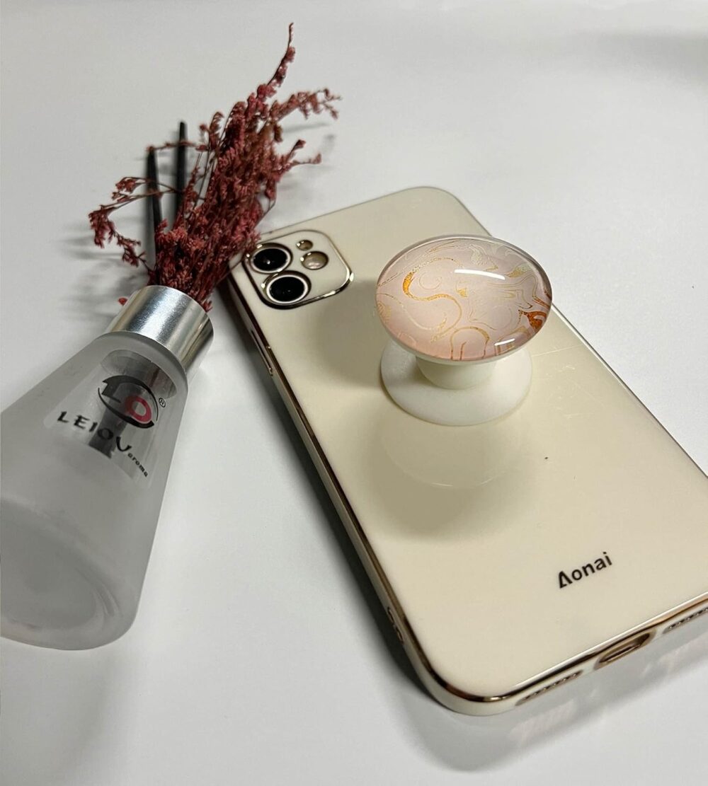 Clear Glitter Rose Gold Pink Marble Design Expandible Collapsible Mobile Phone Grip Cell Phone Stand Holder for Smartphones Cellphone Accessory - Image 7