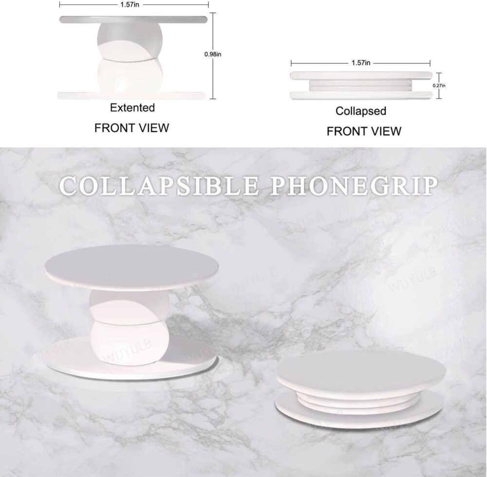 Clear Glitter Rose Gold Pink Marble Design Expandible Collapsible Mobile Phone Grip Cell Phone Stand Holder for Smartphones Cellphone Accessory - Image 8