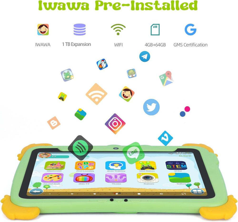 C idea Tablet for Kids, 10 Inch Kids Tablet, Android 13 Child Tablets, 4GB RAM 64GB ROM, Learning Tablet for Children, 6000mAh, IWAWA Pre-Installed,Parental Control, Child Tablet for Boys, Girls-Green - Image 5