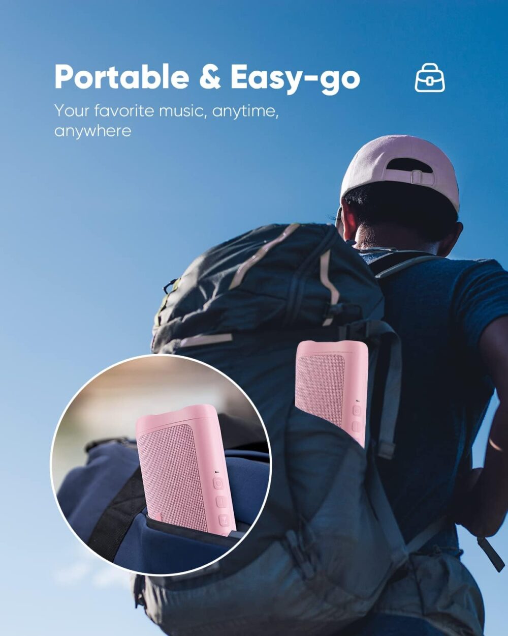 Bluetooth Speaker, IPX5 Waterproof Speaker with HD Sound, Up to 20H Playtime, TWS Pairing, BT5.3, Portable Wireless Speakers for Home/Party/Outdoor/Beach, Electronic Gadgets, Birthday Gift (Pink) - Image 7