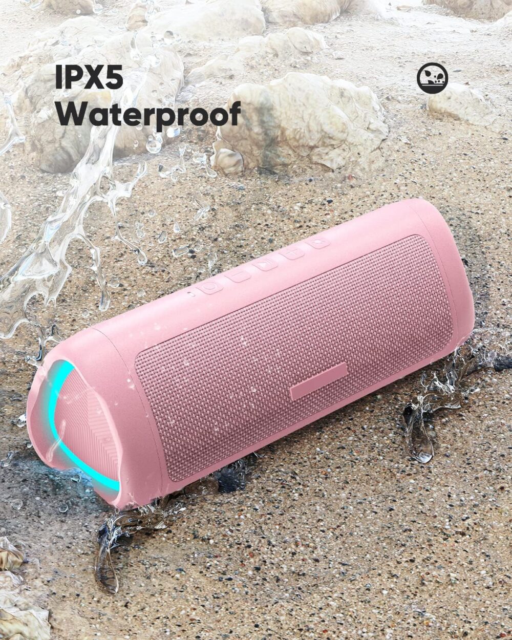 Bluetooth Speaker, IPX5 Waterproof Speaker with HD Sound, Up to 20H Playtime, TWS Pairing, BT5.3, Portable Wireless Speakers for Home/Party/Outdoor/Beach, Electronic Gadgets, Birthday Gift (Pink) - Image 8