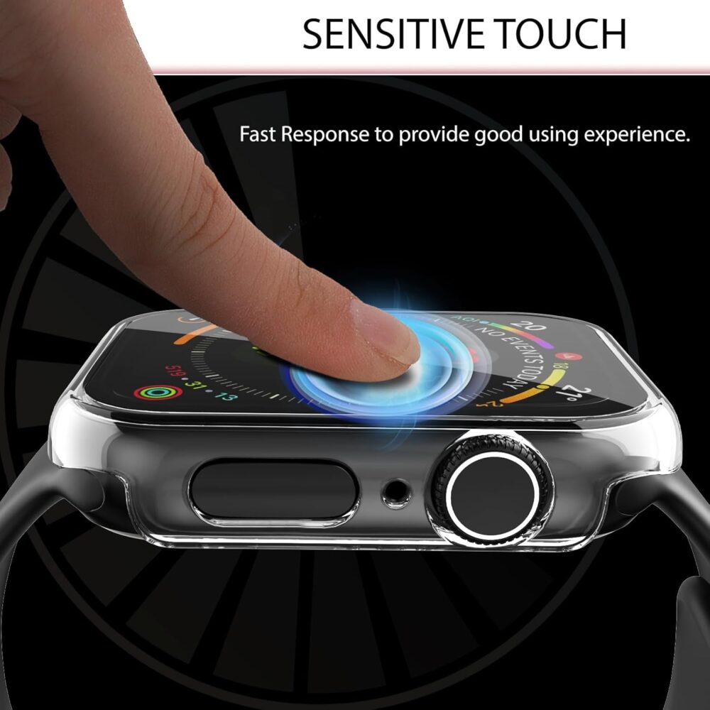 2 Packs for Apple Watch Screen Protector Case Series 10 42mm, HD Tempered Glass, Hard PC Screen Protective Face Case, Ultra-Thin Cover for iWatch 10 Series,Bling Rhinestone (Starlight/Clear) - Image 5