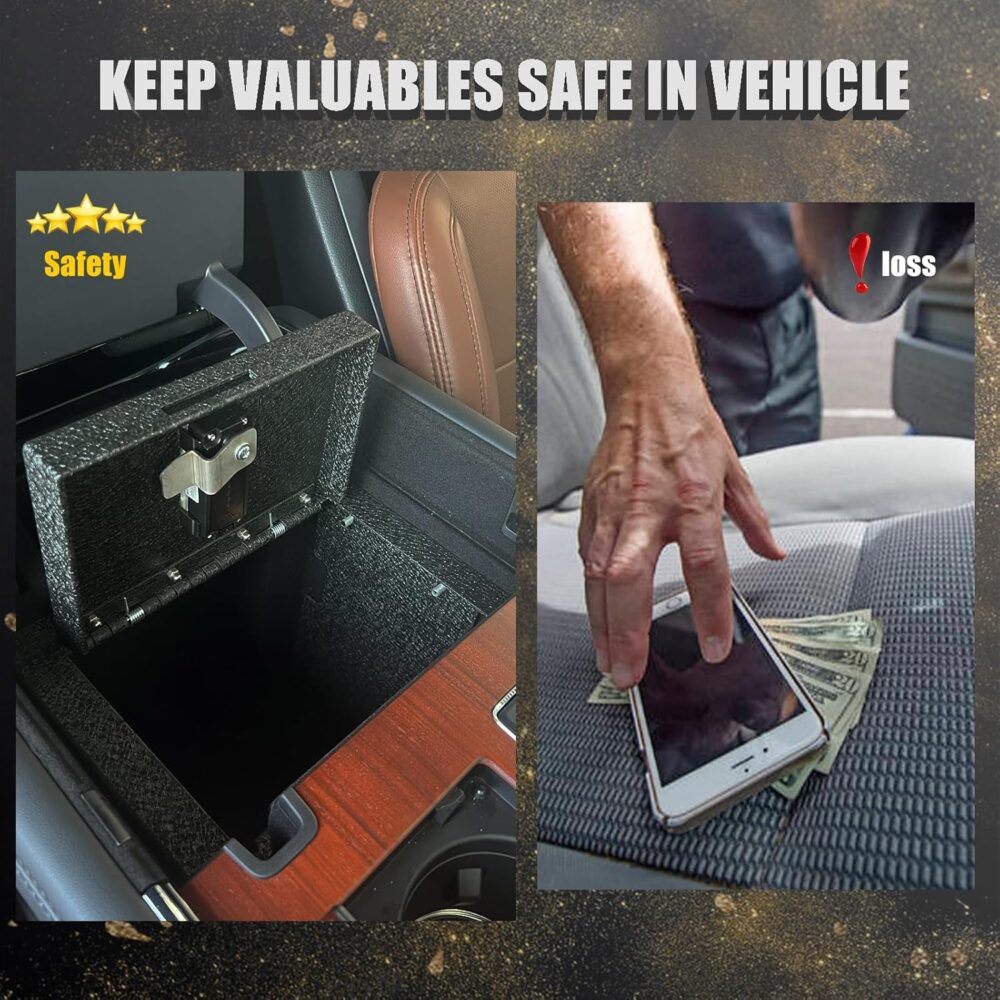 JIKE Center Console Gun Safe - Console Gun Vault Compatible with Toyota RAV4 2019-2025, Fingerprint Lock with Backup Key. - Image 4