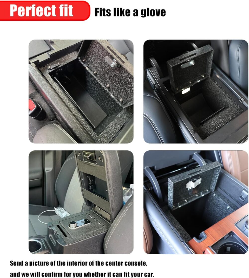 JIKE Center Console Gun Safe - Console Gun Vault Compatible with Toyota RAV4 2019-2025, Fingerprint Lock with Backup Key. - Image 5