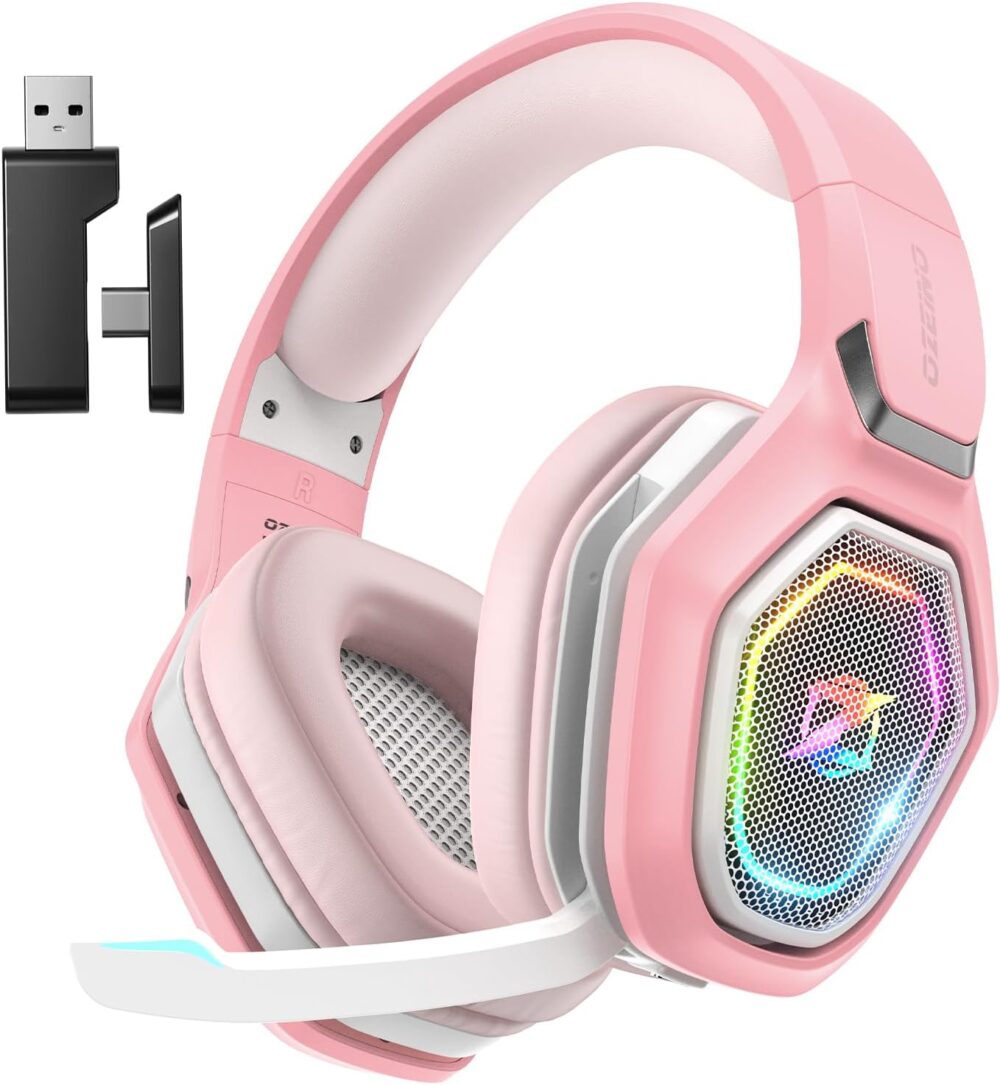 2.4GHz Gaming Headset Wireless with Flip Mic for Ps5, Ps4, PC, Gaming Headphones with USB-A & USB-C Transmitter, 40Hr Battery Bluetooth Headset for Laptop, Mobile, Mac - Image 2