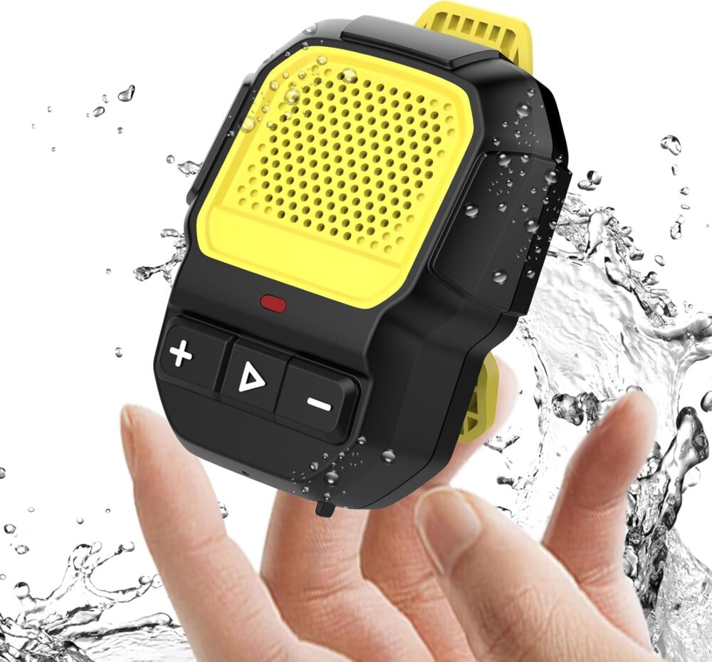 2025 Wearable Bluetooth Speaker, IP56 Waterproof Clip On Wireless Portable Speaker with 14H Playtime and Built-in Mic for Hands-Free Music/Calls, HD Audio for Outdoor/Gym/Work, Yellow - Image 2