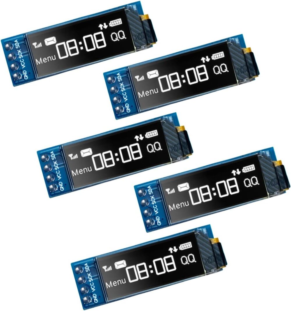 5 Pcs 0.91 Inch I2C OLED Display Module IIC OLED Screen DC 3.3V~5V Compatible with Arduino Raspberry PI (White Display Color) - Image 2
